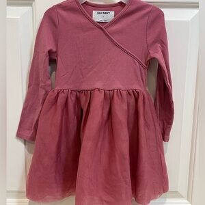 Old Navy Pink Long Sleeve Dress with Tulle Bottom